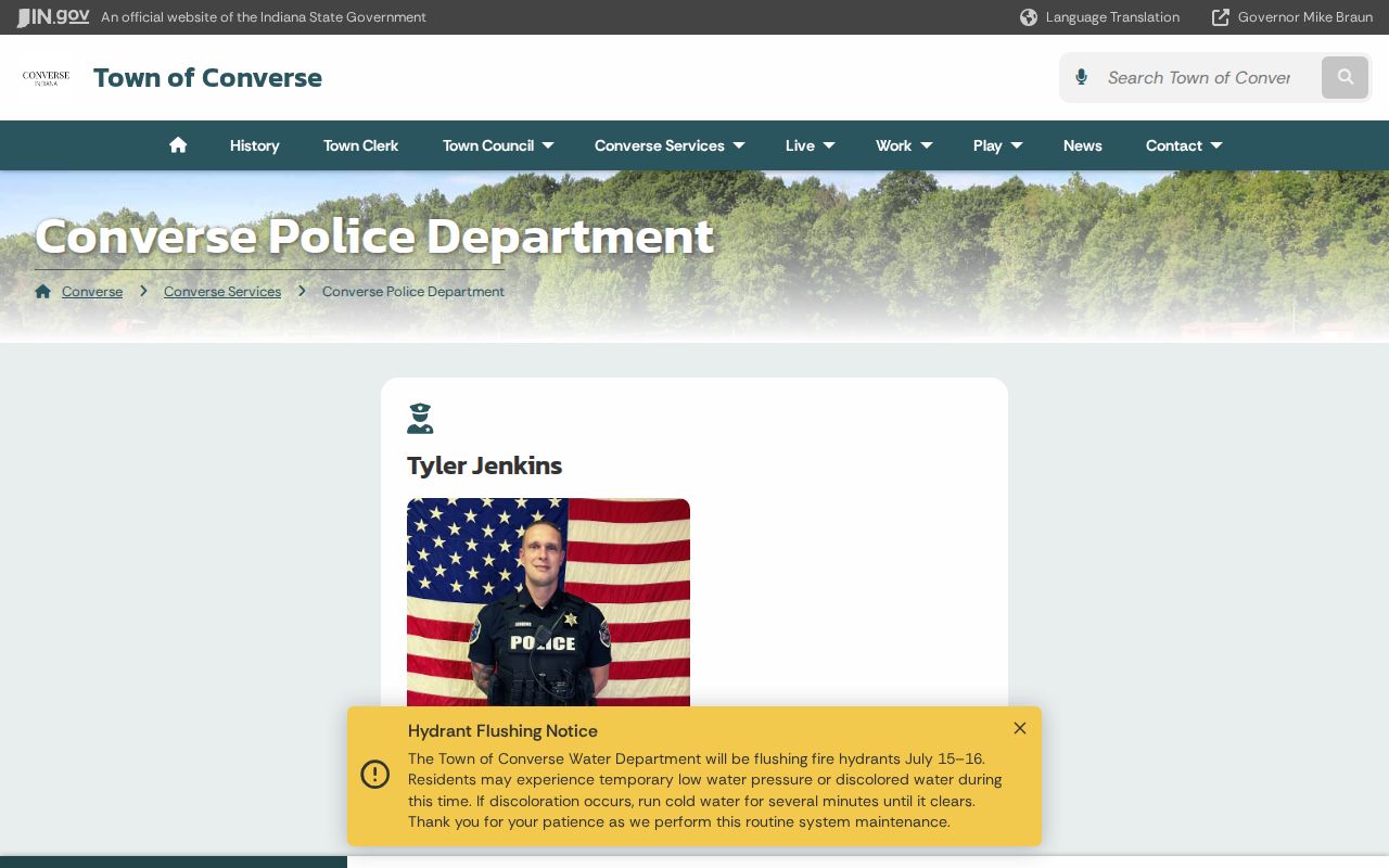 Converse Police Department official arrest records page