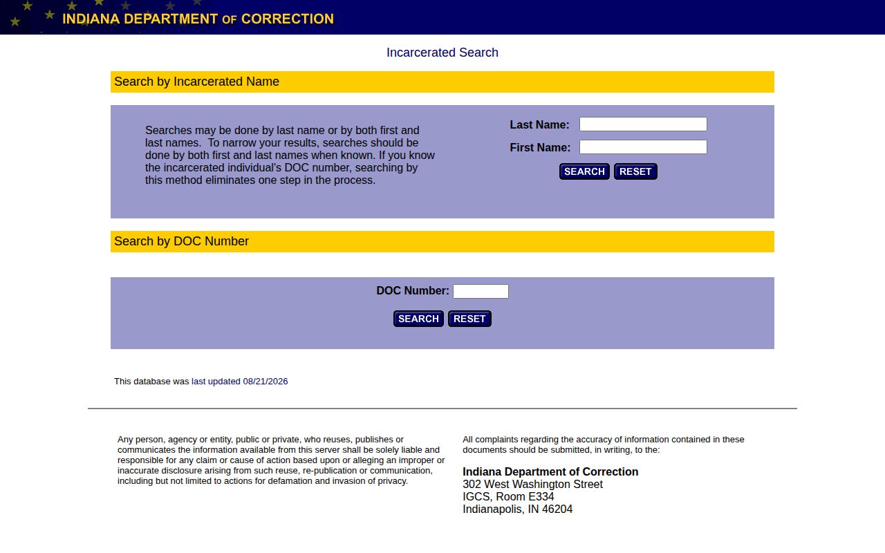 Indiana DOC Miami County offender record search