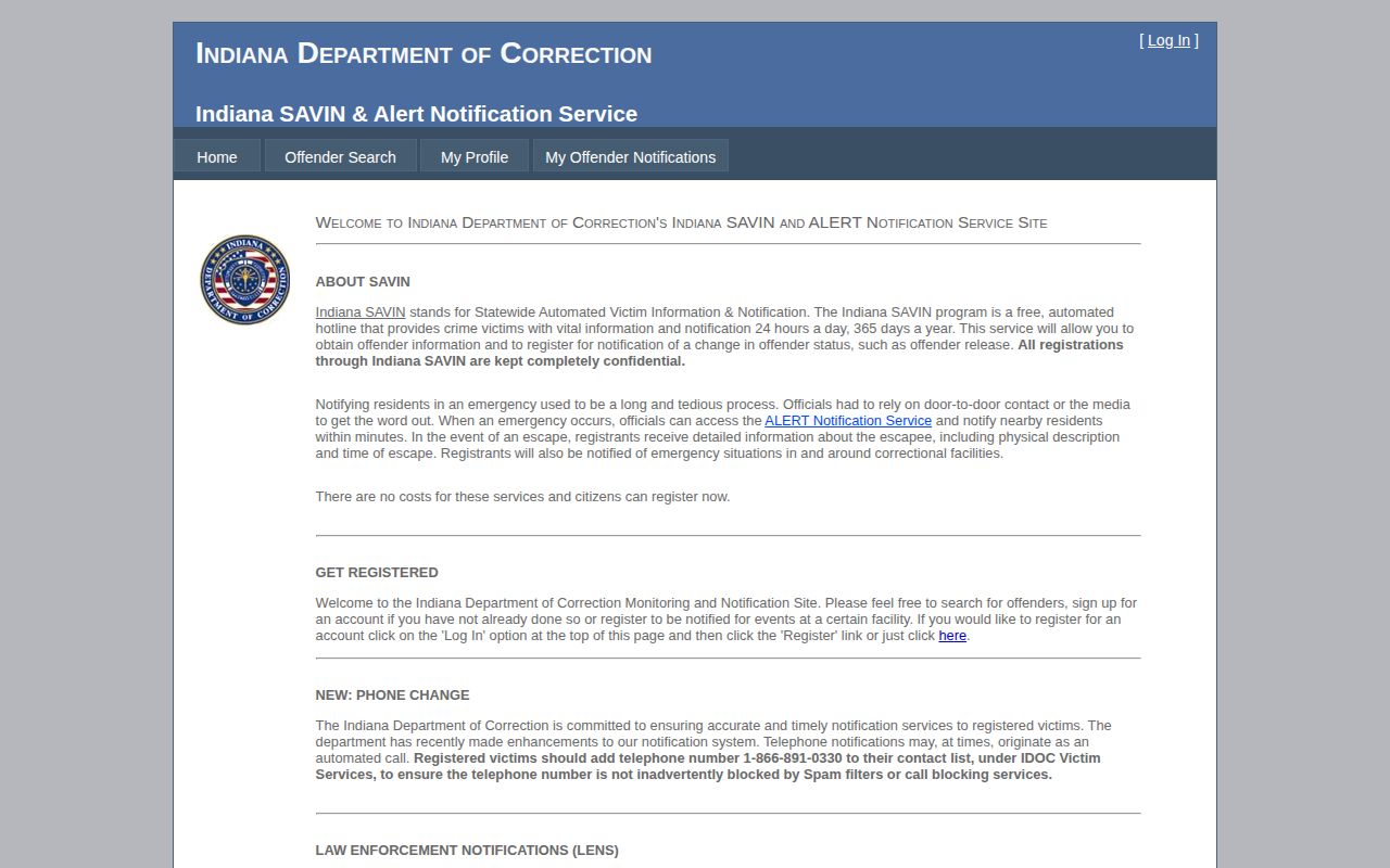 Indiana SAVIN Miami County custody alerts