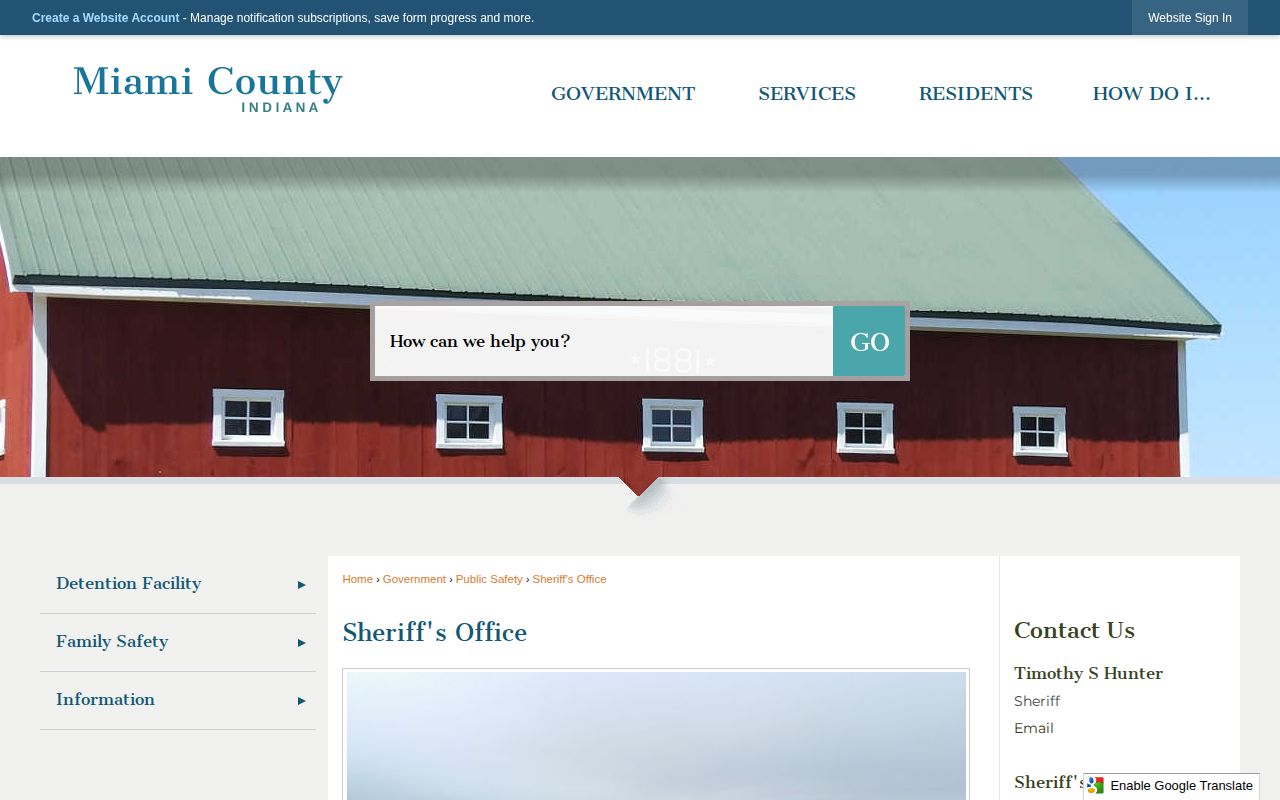 Miami County Sheriff's Office warrant and safety contacts